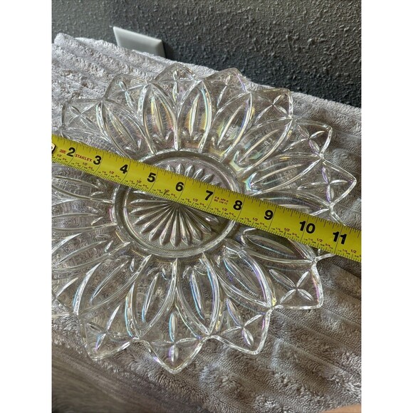 Federal Petal Clear Carnival Glass Circa 1960 Iridescent Salad Plate - Picture 11 of 11